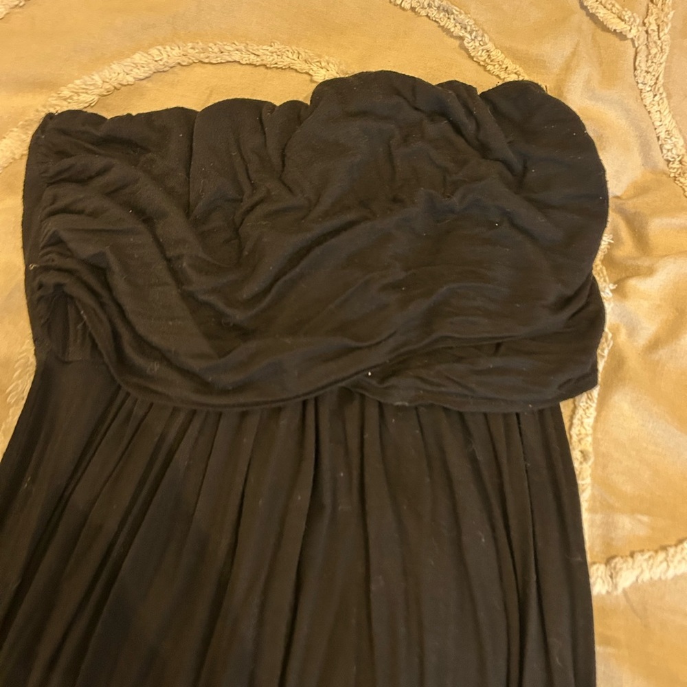 Moa Moa Black Strapless Maxi Dress with Blue Floral Accent - Picture 4 of 8